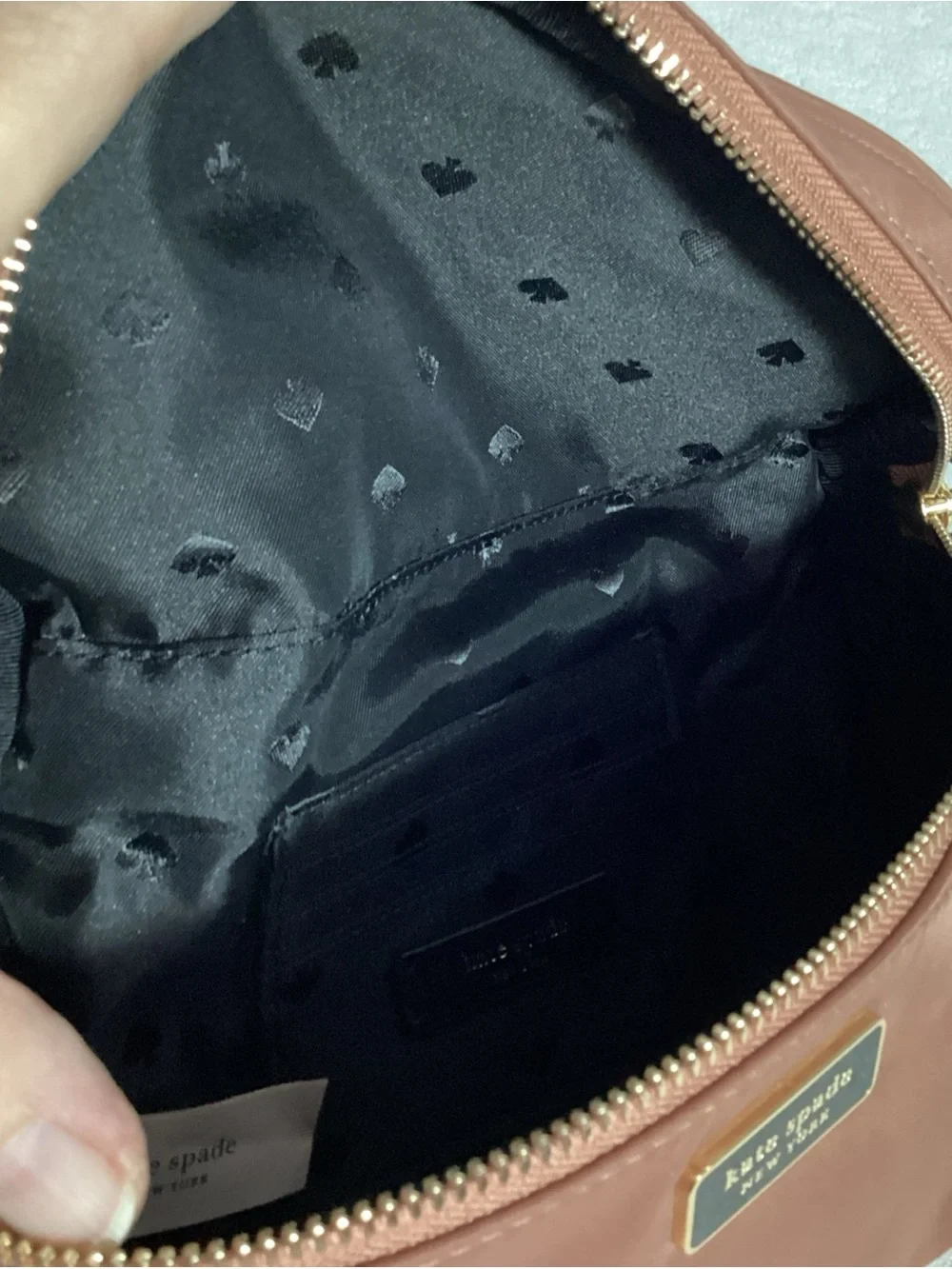 Kate Spade Dawn Nylon Rose Pink Fanny Pack Waist Bag Black Leather Belt EUC
